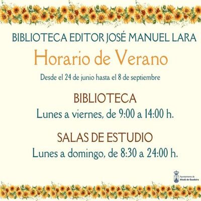 Horarios de verano de la Biblioteca municipal