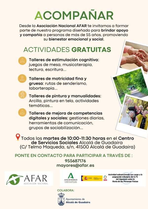 Programa `Acompañar´ con talleres para mayores