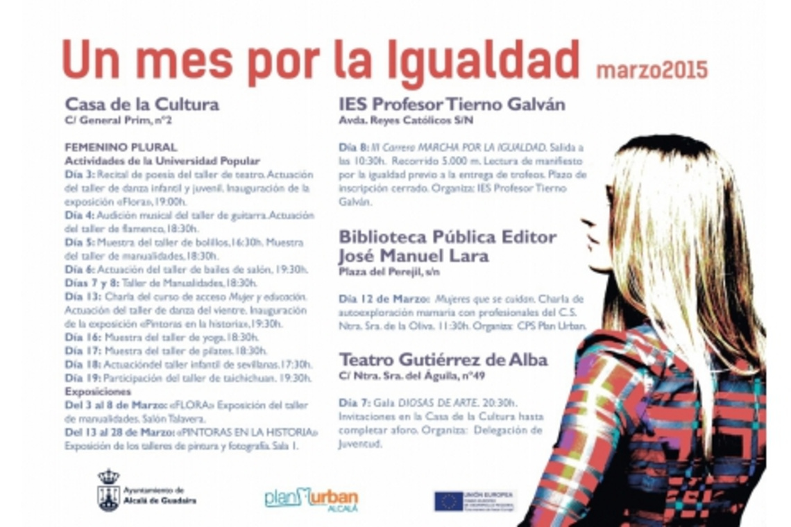 ALCALÁ CELEBRA EL DÍA INTERNACIONAL DE LA MUJER CON UN AMPLIO PROGRAMA DE ACTIVIDADES EN EL MES DE MARZO