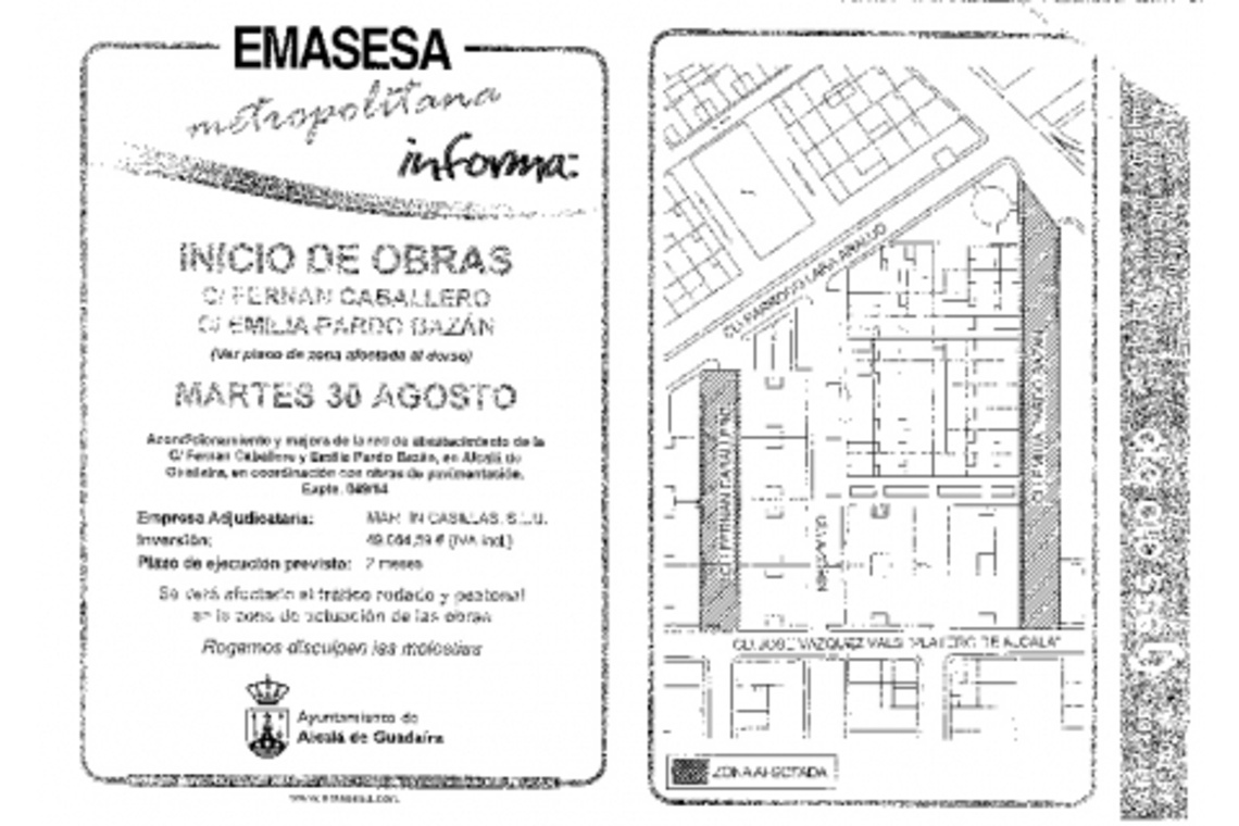 COMIENZAN OBRAS DE EMASESA EN ALGUNAS CALLES DE ALCALÁ