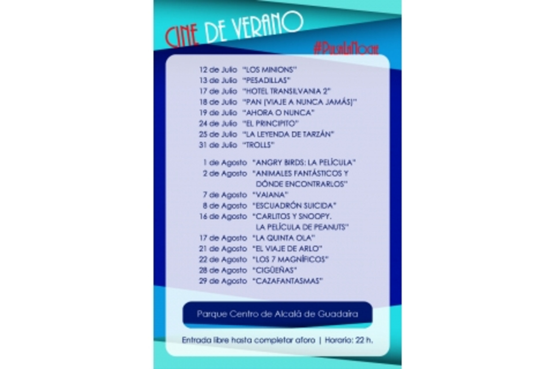 CINE DE VERANO FAMILIAR EN EL PARQUE CENTRO. AQUÍ TIENES LA PROGRAMACIÓN