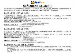 NOTA DE SERVICIO: PARADAS Y RECORRIDOS DEL TRANSPORTE URBANO POR LA OBRA DE LA PLAZA PARAÍSO