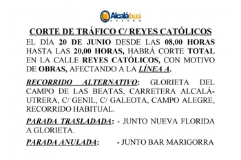 NOTA DE SERVICIO: LA CALLE REYES CATÓLICOS ESTARÁ CORTADA AL TRÁFICO ESTE MIÉRCOLES POR OBRAS