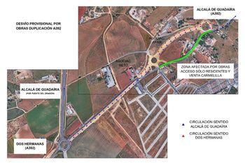 Información de servicio: Desvío provisional durante un mes en la A-392 a partir del jueves 23 de mayo