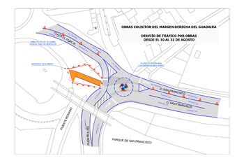 Reordenación del tráfico en calle San Francisco por las obras en el colector de la margen derecha del Guadaíra