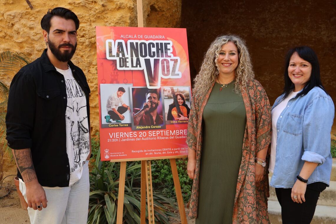 Carlos Torres, Alejandro Caraza e Inma Herrera en el concierto de La Voz como antesala festiva del Día de Alcalá